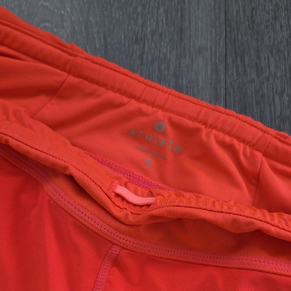 Athleta Ready Set Neon Orange Running Shorts - Picture 2 of 5